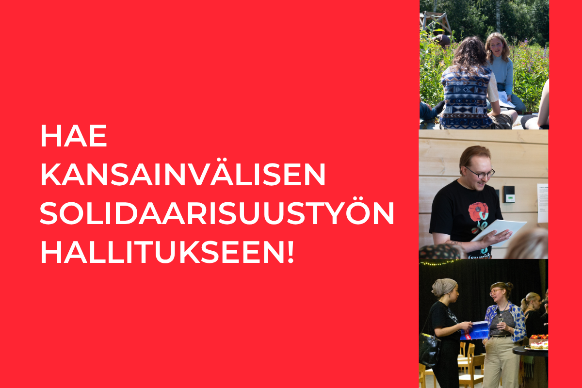 Kansainvälisen solidaarisuustyön vuosikokous järjestetään 19.4. – hae hallitukseen!