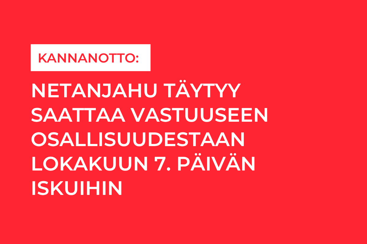Kannanotto: Netanjahu täytyy saattaa vastuuseen osallisuudestaan lokakuun 7. päivän iskuihin
